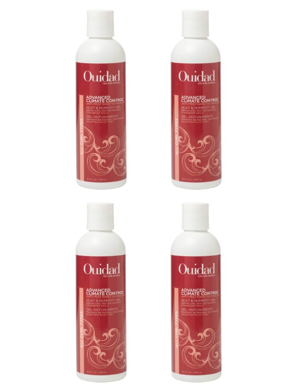 4x NEW Ouidad Advanced Climate Control Heat & Humidity Anti-Frizz Gel FULL SIZE